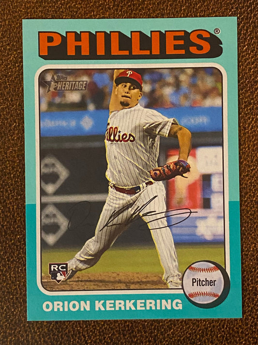 Orion Kerkering - 2024 Topps Heritage High Number - Aqua Border - Phillies