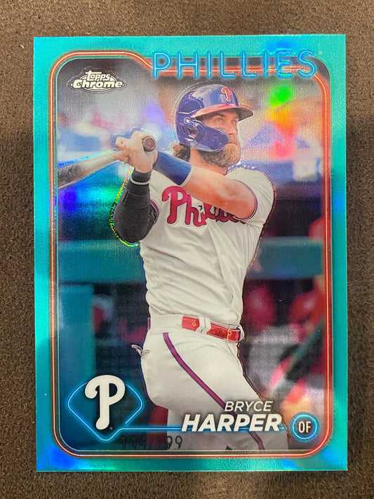 Bryce Harper - 2024 Topps Chrome - True Aqua Refractor /199 - Phillies