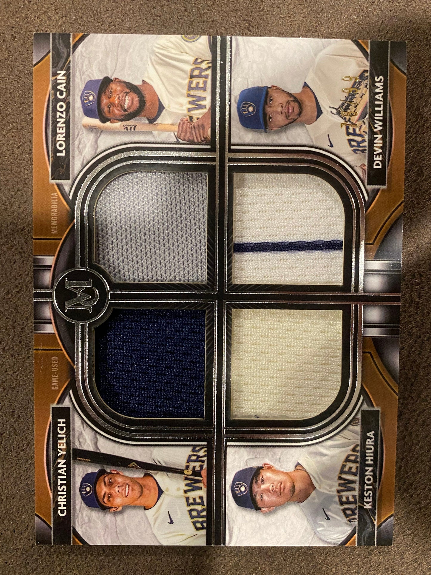 Christian Yelich/Hiura/Cain/Williams - 2021 Topps Museum Collection - Quad Relic /99 - Brewers