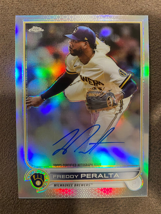 Freddy Peralta - 2022 Topps Chrome - Refractor AUTO /499 - Brewers