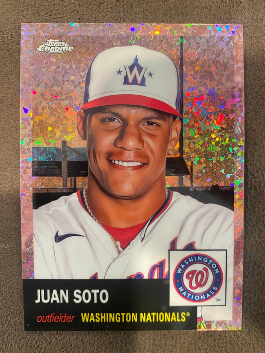 Juan Soto - 2022 Topps Chrome Platinum Anniversary - Rose Gold Mini Diamond /75 - Nationals