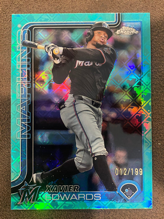 Xavier Edwards - 2025 Topps Chrome - Aqua Logofractor /199 - Marlins