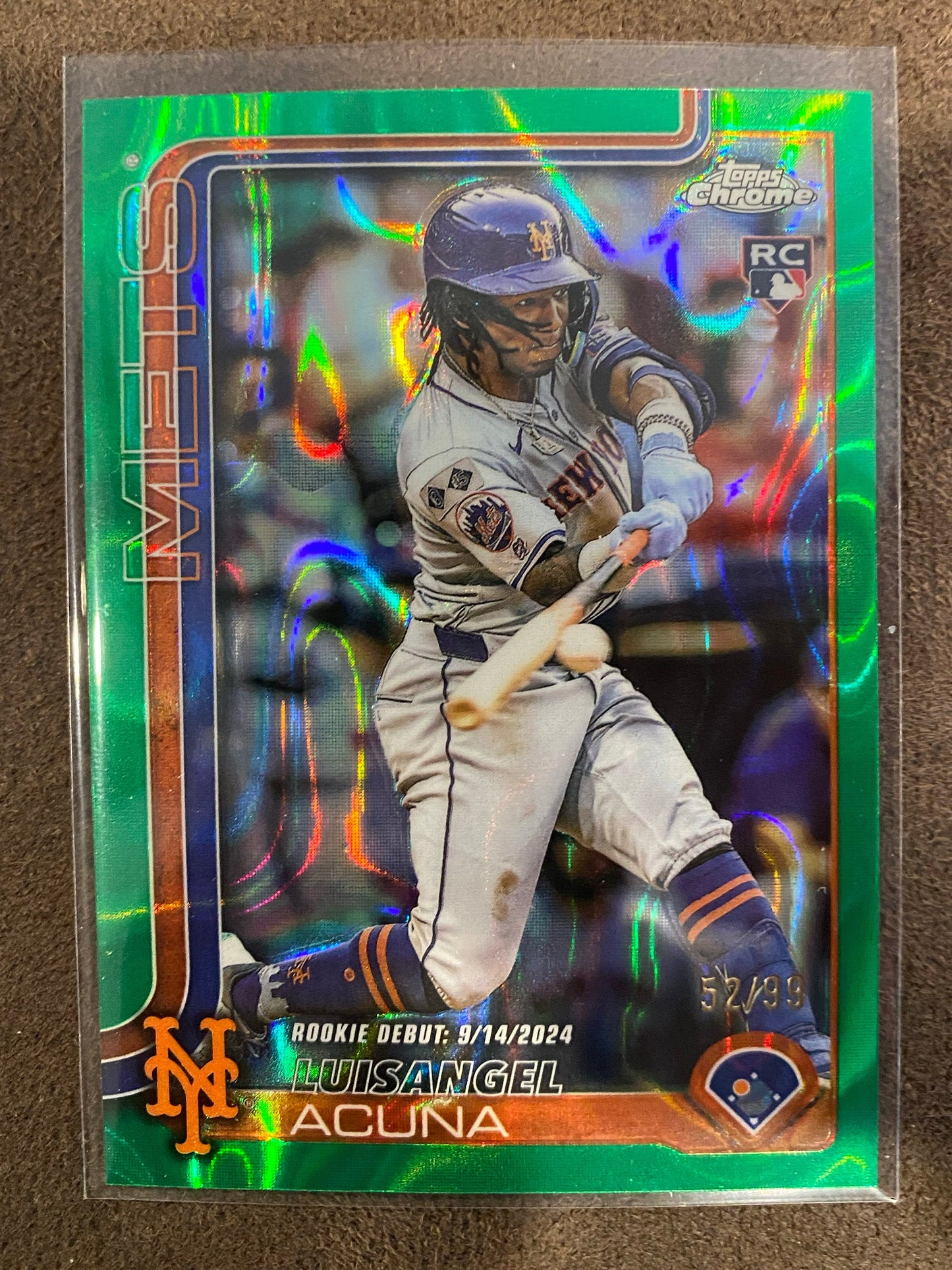 Luisangel Acuna - 2025 Topps Chrome Update - Green Lava Rookie Debut /99 - Mets