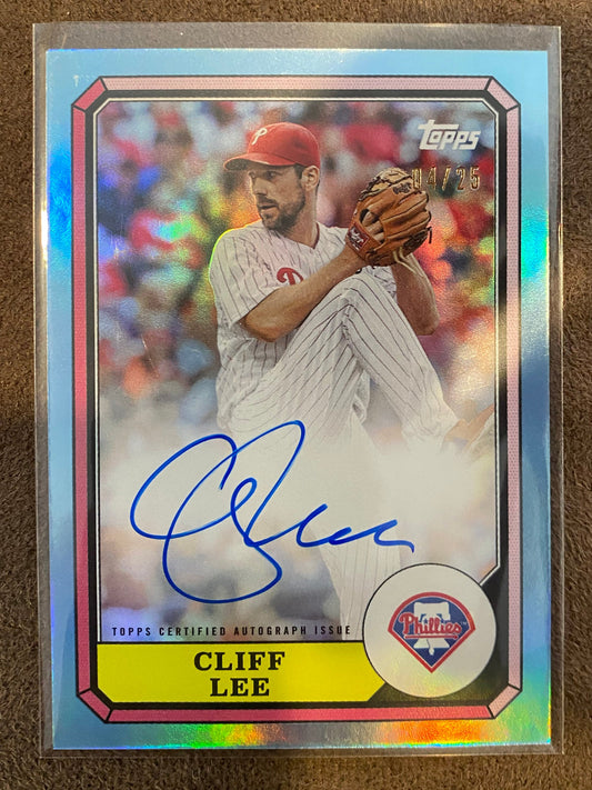 Cliff Lee - 2025 Topps Archives - Aqua AUTO /25 - Phillies