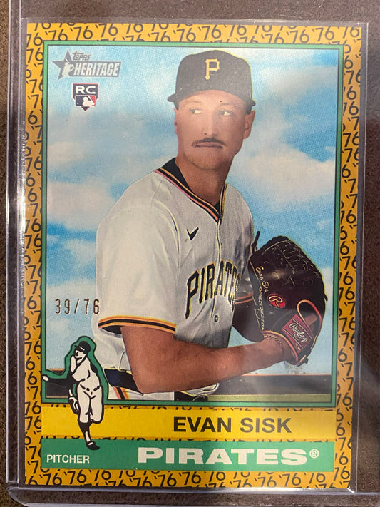 Evan Sisk - 2025 Topps Heritage High Number - 1976 Border /76 - Pirates