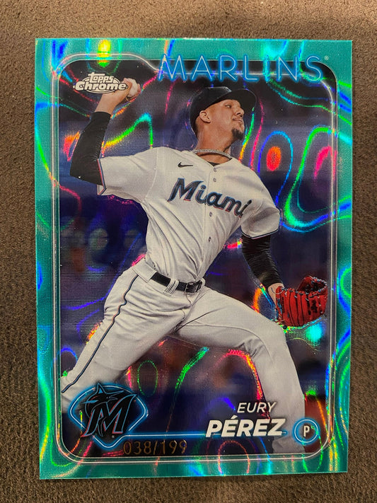 Eury Perez - 2024 Topps Chrome - Aqua Raywave /199 - Marlins