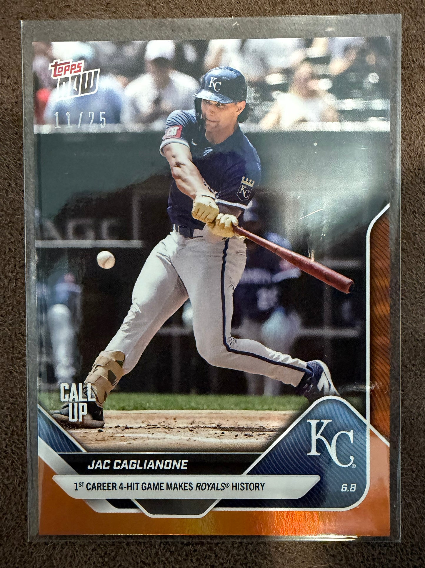 Jac Caglianone - 2025 Topps Now - ORANGE Foil Call Up /25 - Royals