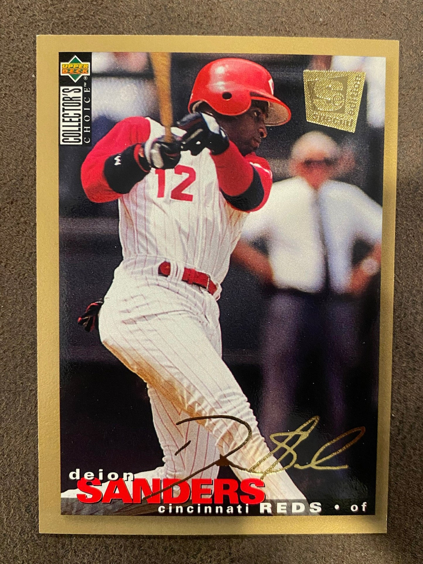 Deion Sanders - 1995 Upper Deck Collectors Choice - Special Edition Gold Signature - Reds
