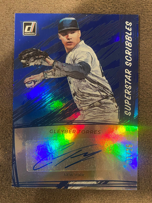 Gleyber Torres - 2022 Panini Donruss - Superstar Scribbles AUTO 01/25 - Yankees