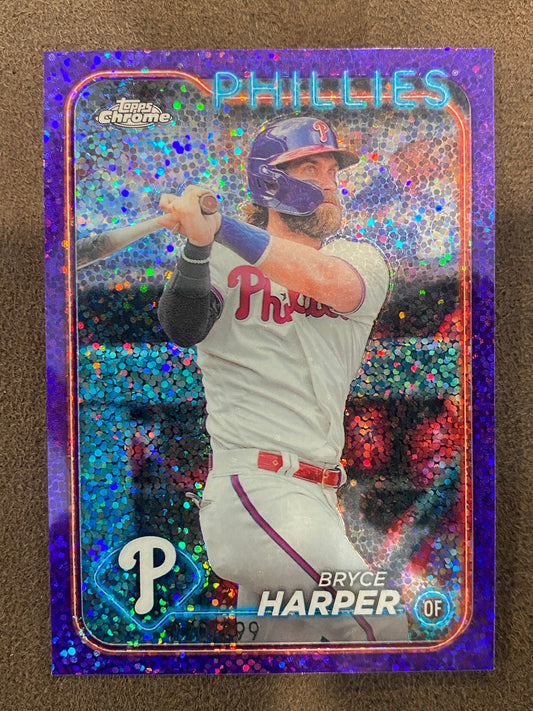 Bryce Harper - 2024 Topps Chrome - Purple Speckle /299 - Phillies
