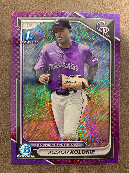 Aldalay Kolokie  - 2024 Bowman Chrome - 1st Purple Shimmer /250  - Rockies