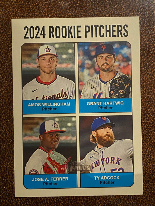 Ty Adcock / Amos Willingham / Grant Hartwig / Jose A. Ferrer - 2024 Topps Heritage High Number - White Border - Mets