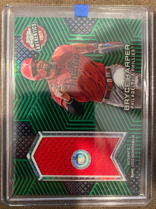Bryce Harper - 2023 Topps Chrome - Authentic Game Used Jersey RELIC GREEN /99 - Phillies