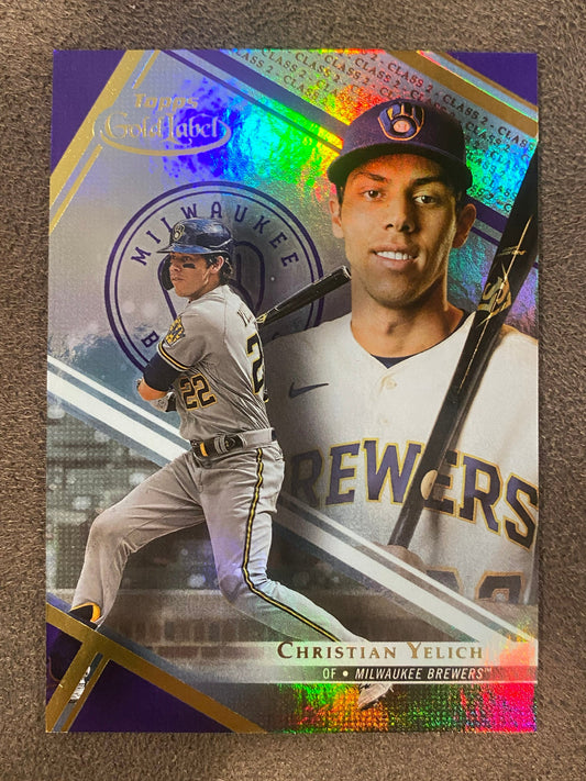 Christian Yelich - 2021 Topps Gold Label - Purple Foil /75 - Brewers