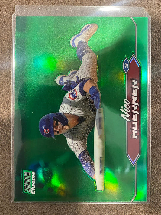 Nico Hoerner - 2024 Topps Stadium Club - Green Chrome Refractor - Cubs