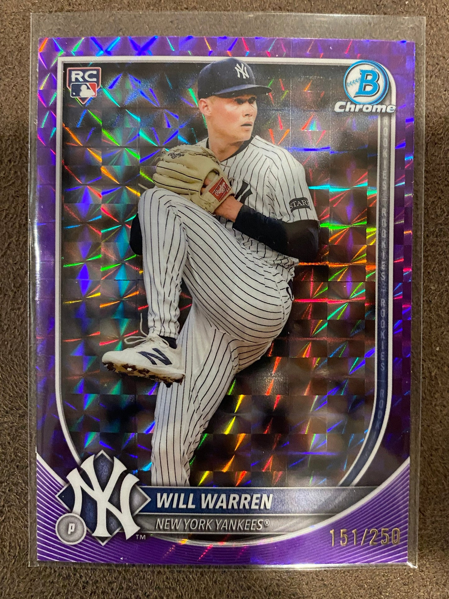 Will Warren - 2025 Bowman Chrome - Purple Geometric /250 - Yankees