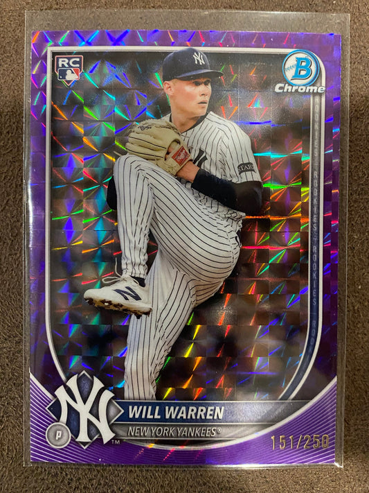 Will Warren - 2025 Bowman Chrome - Purple Geometric /250 - Yankees