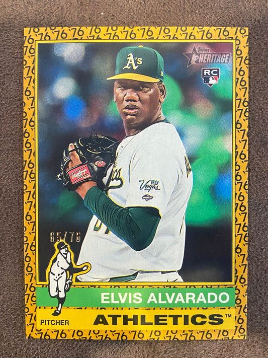 Elvis Alvarado - 2025 Topps Heritage High Number - 1976 Border /76 - Athletics