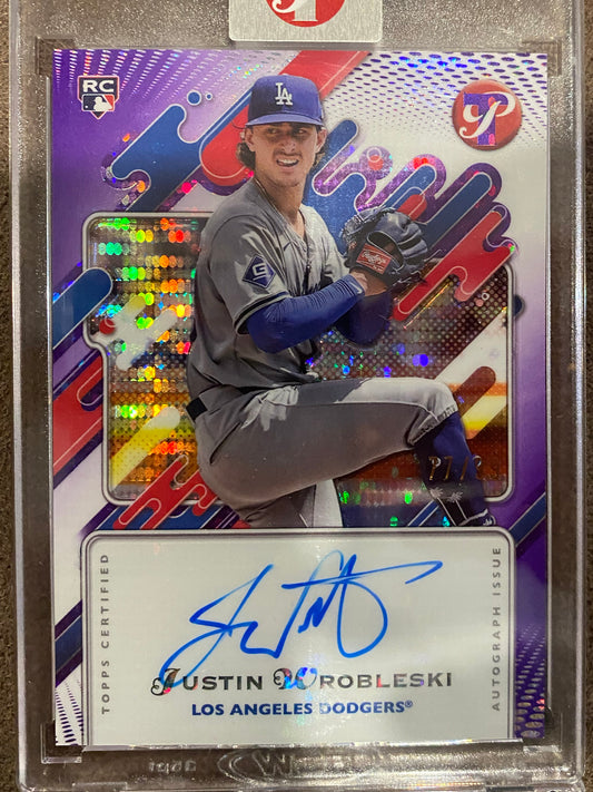 Justin Wrobleski - 2025 Topps Pristine - Purple Pulsar AUTO /99 - Dodgers