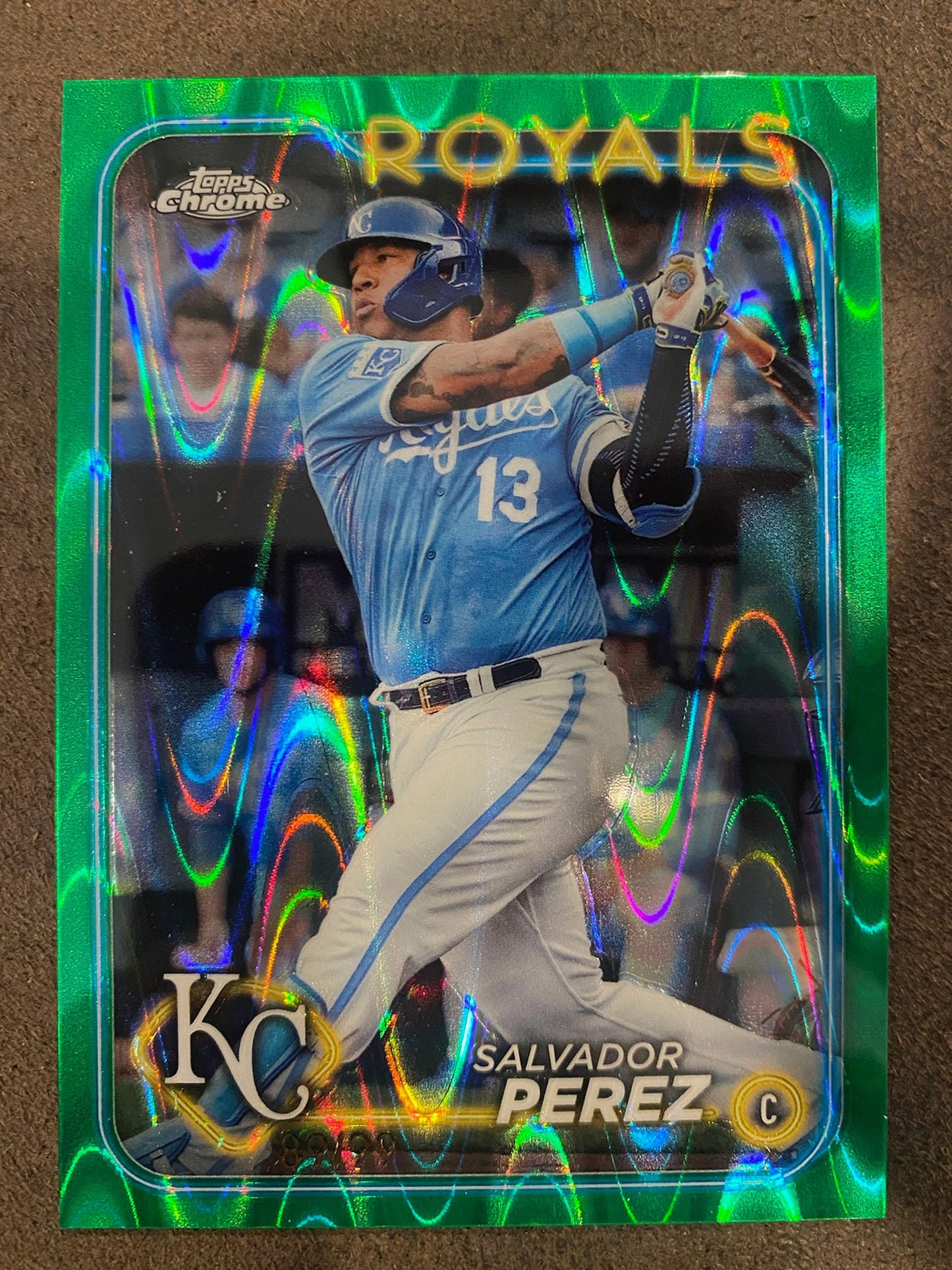 Salvador Perez - 2024 Topps Chrome - Green Raywave /99 - Royals