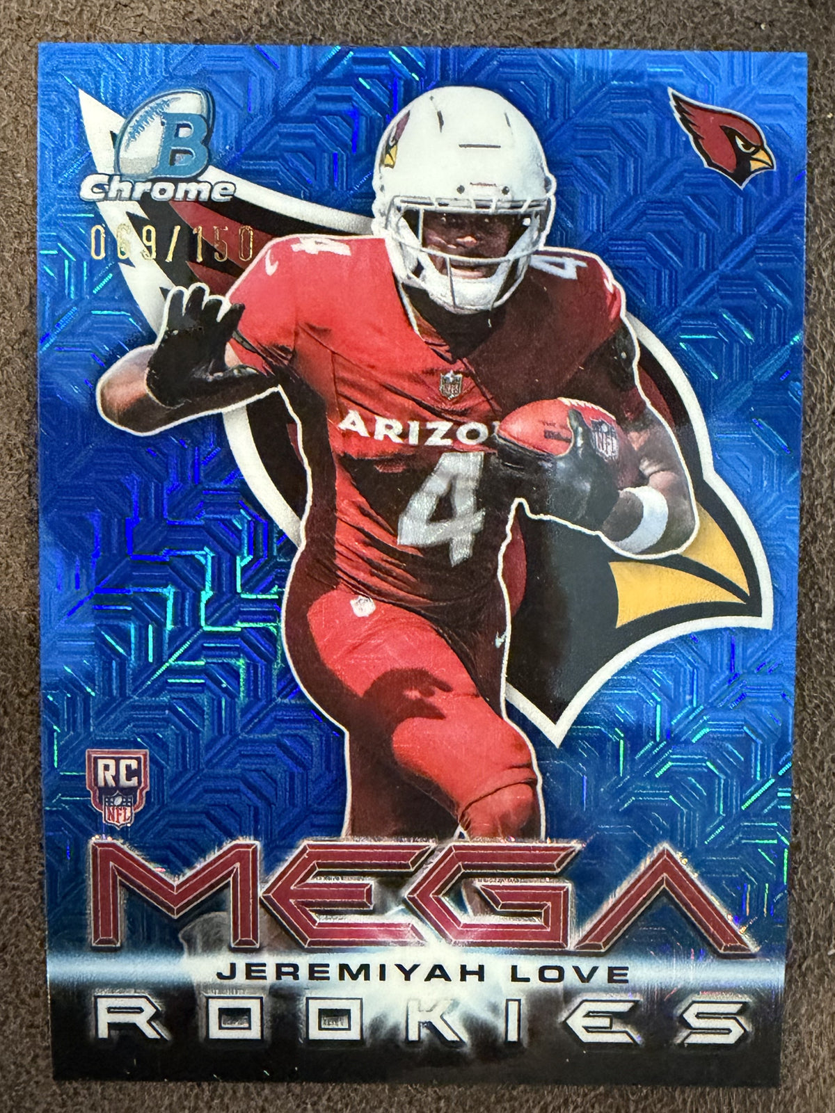 Jeremiyah Love - 2026 Bowman Chrome - BLUE Mega Rookies MOJO /150 - Cardinals