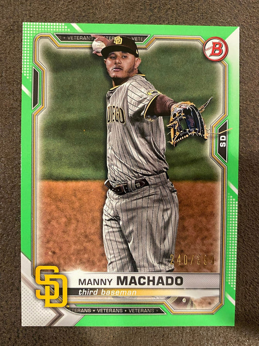 Manny Machado - 2021 Bowman - Lime Green /399 - Padres