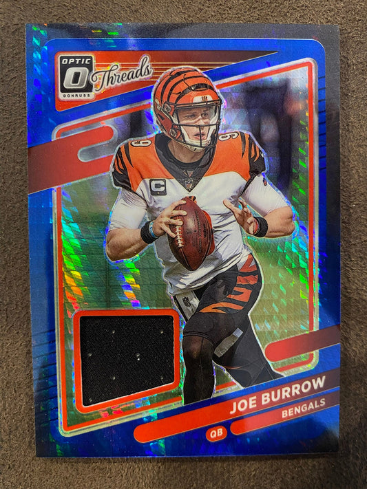 Joe Burrow - 2021 Panini Donruss Optic - Threads Blue Hyper RELIC - Bengals