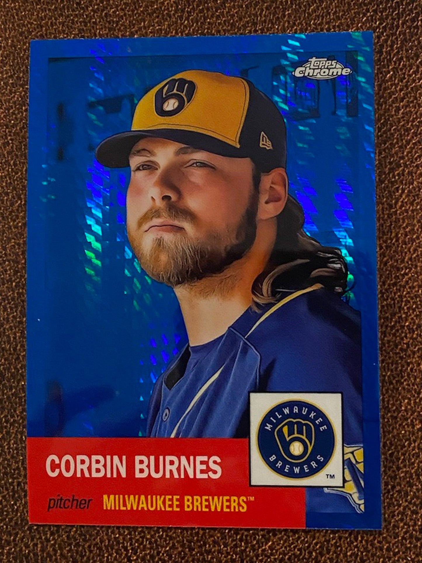 Corbin Burnes - 2022 Topps Chrome Platinum Anniversary - Blue Prism - Brewers