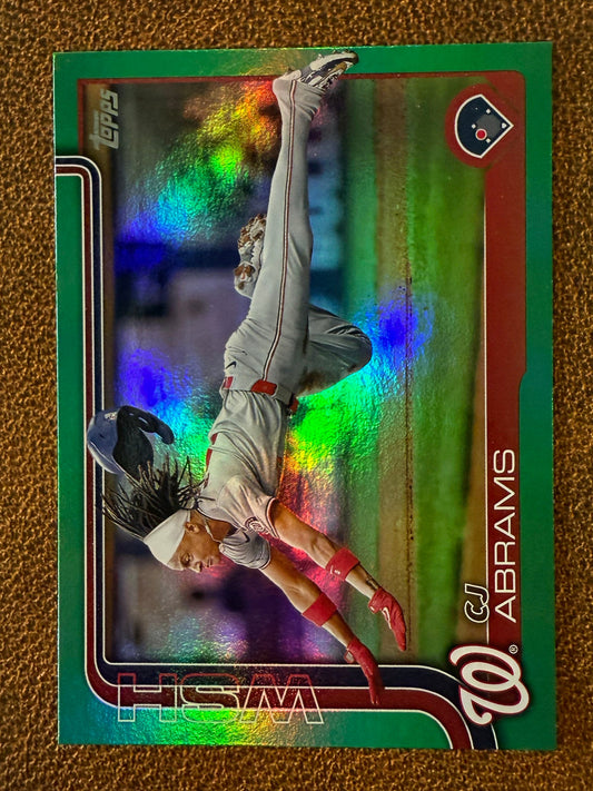 CJ Abrams - 2025 Topps Series 1 - Rainbow Foil GREEN /99 - Nationals