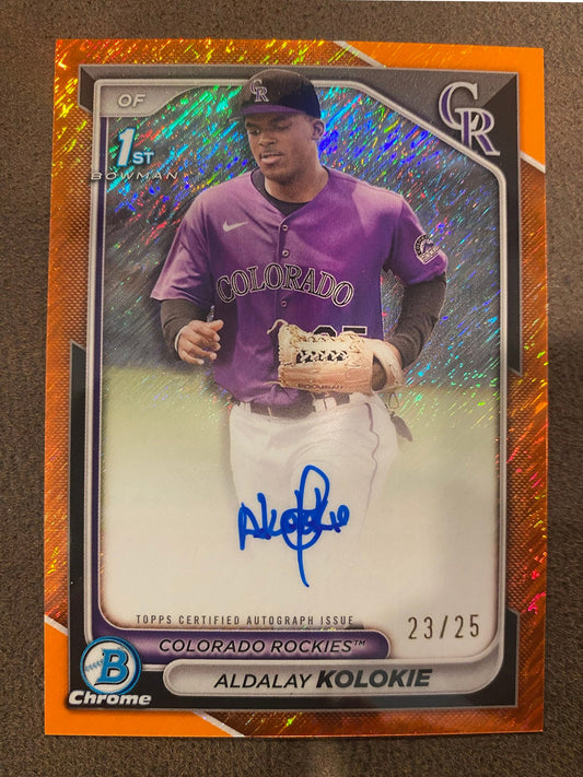 Aldalay Kolokie  - 2024 Bowman Chrome - 1st Orange Shimmer AUTO /25  - Rockies