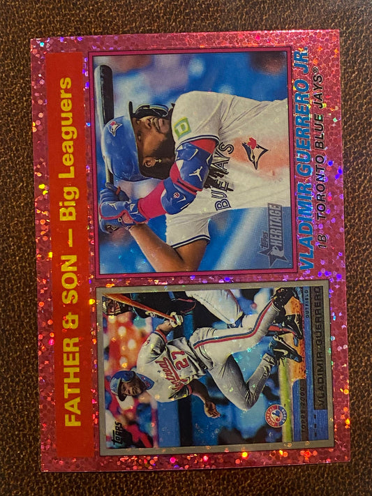 Vladimir Guerrero / Vladimir Guerrero Jr. - 2025 Topps Heritage - Pink Sparkle - Blue Jays
