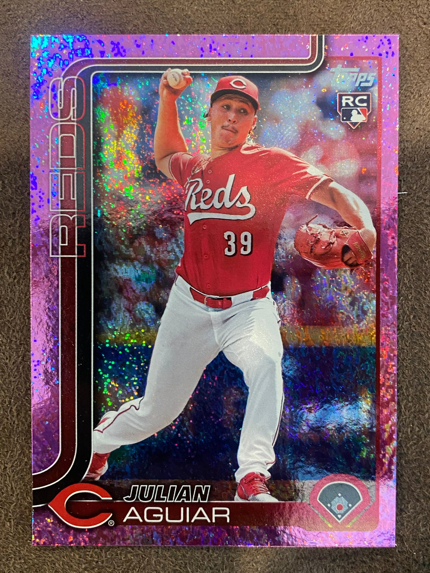 Julian Aguiar - 2025 Topps Series 2 - Pink Holofoils - Reds
