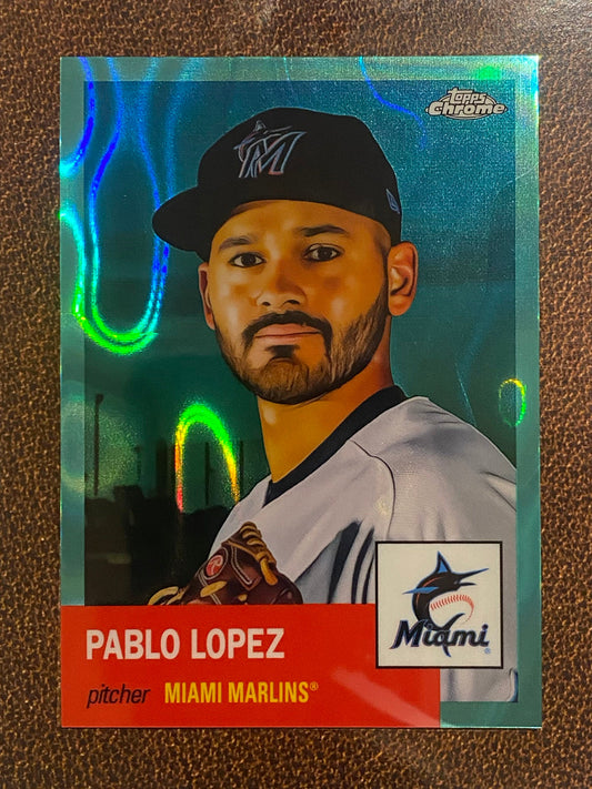 Pablo Lopez - 2022 Topps Chrome Platinum Anniversary - Aqua Raywave /299 - Marlins