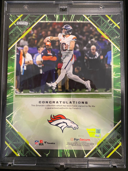 Bo Nix - 2025 NFL Fanatics Emanate - 8x10 GREEN Auto /99 - Broncos