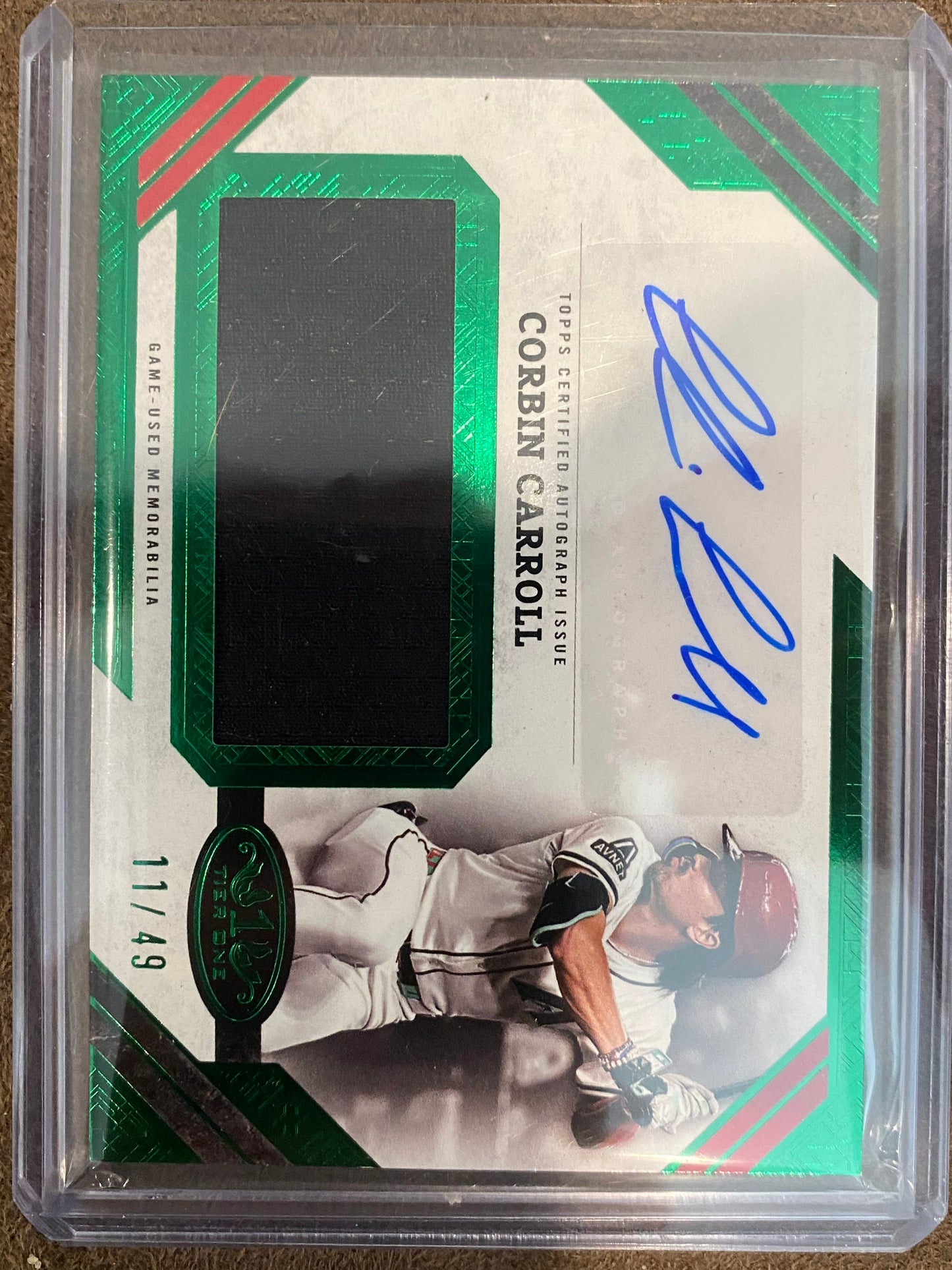 Corbin Carroll - 2025 Topps Tier One - GREEN Patch AUTO /49 - Diamondbacks