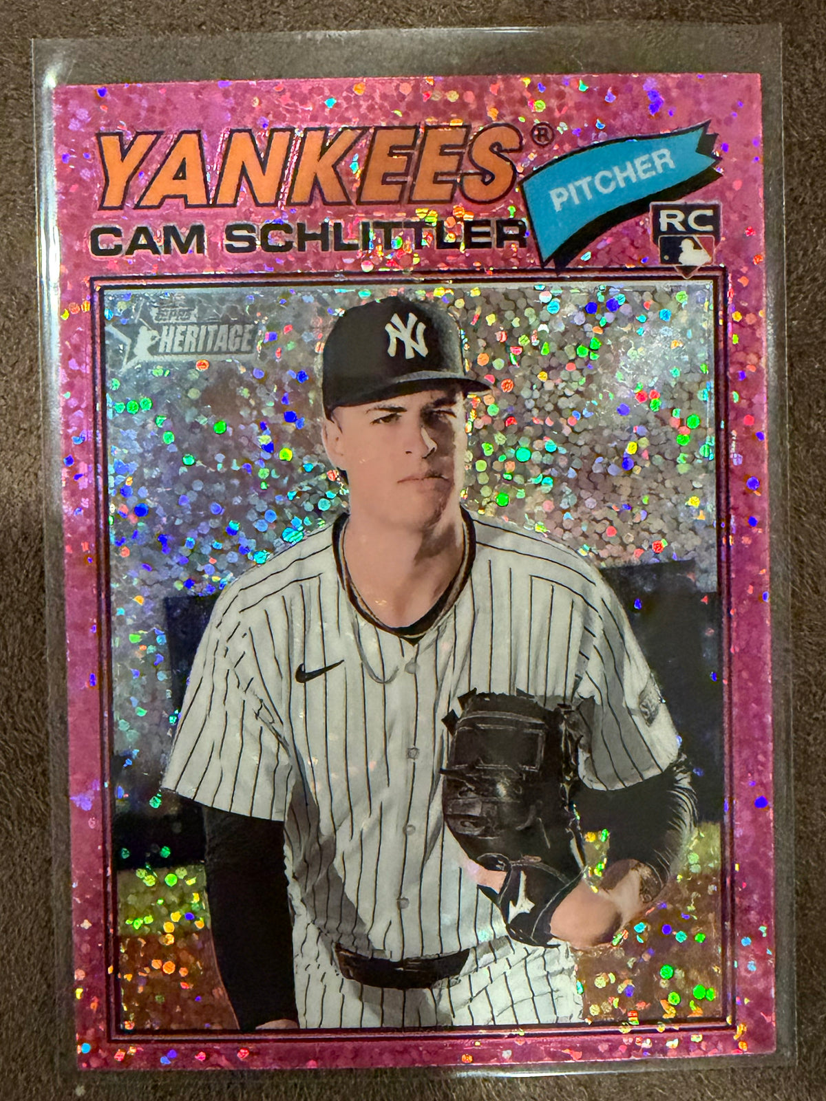 Cam Schlittler - 2026 Topps Heritage - PINK Rookie Sparkle - Yankees