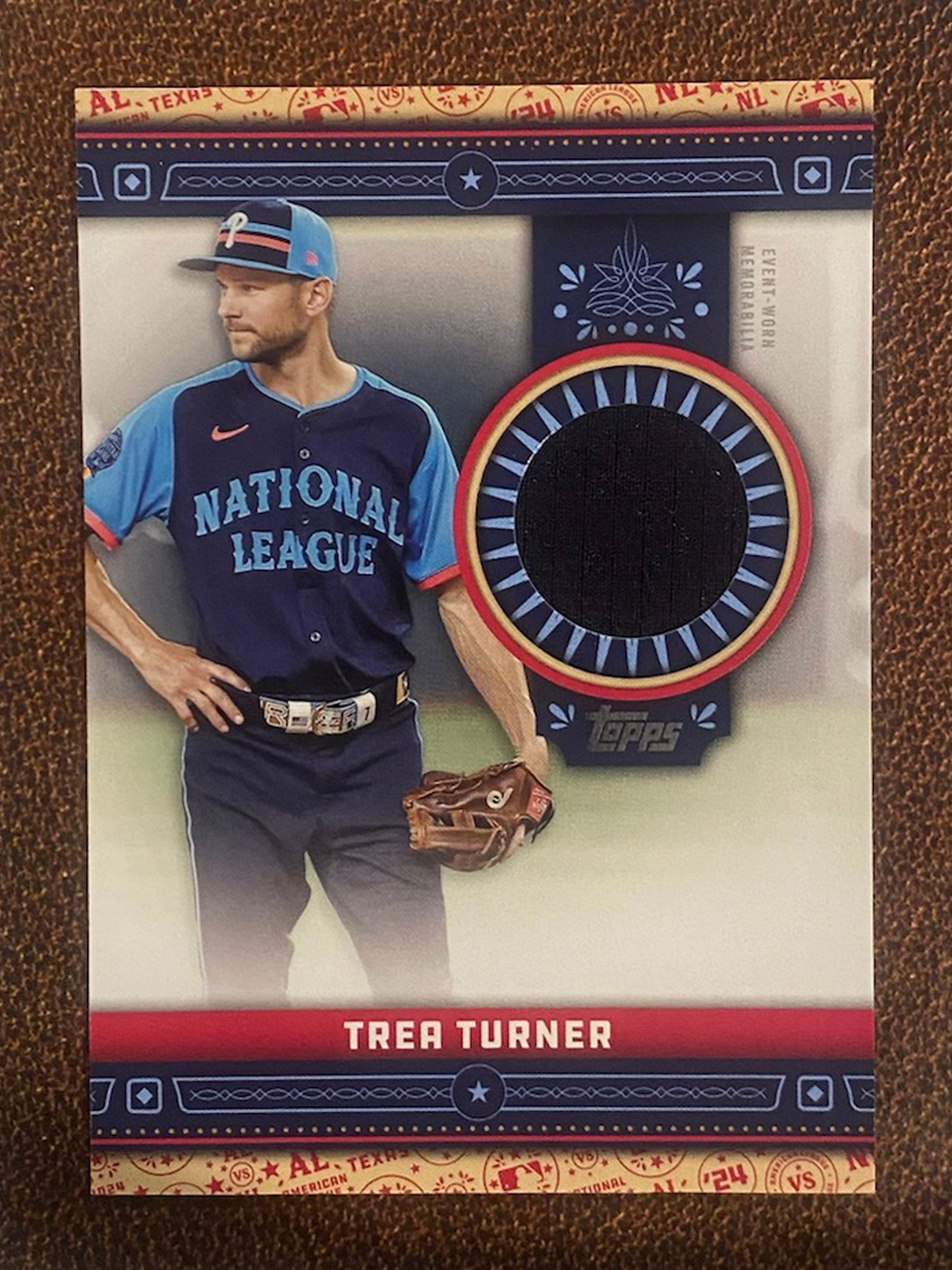 Trea Turner - 2024 Topps Update - All Star Stitches Event Worn Relic (*Surface Indentation*) - Phillies
