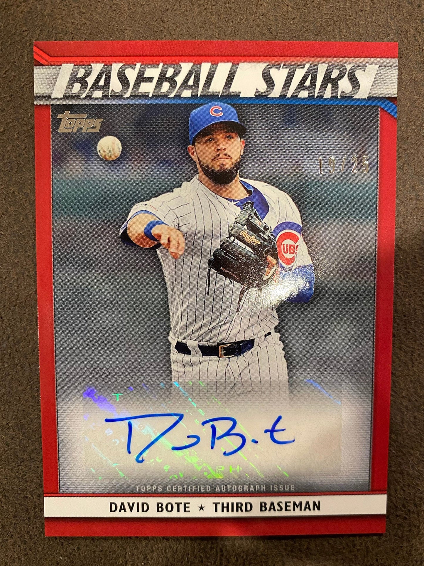 David Bote - 2020 Topps Update - Baseball Stars RED AUTO /25 - Cubs