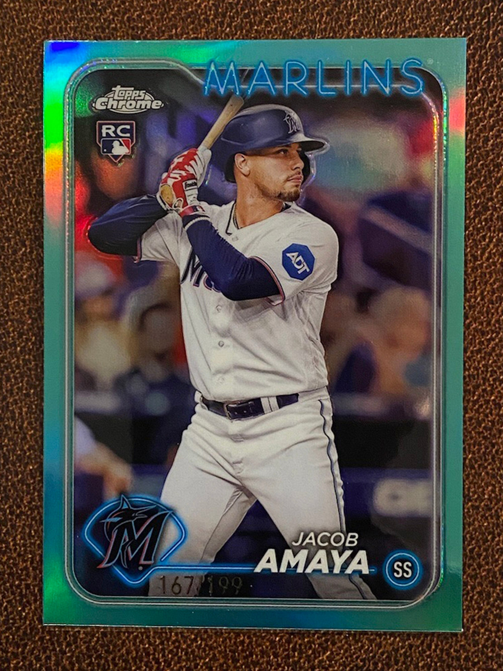 Jacob Amaya - 2024 Topps Chrome - Rookie Aqua Refractor /199 - Marlins ...