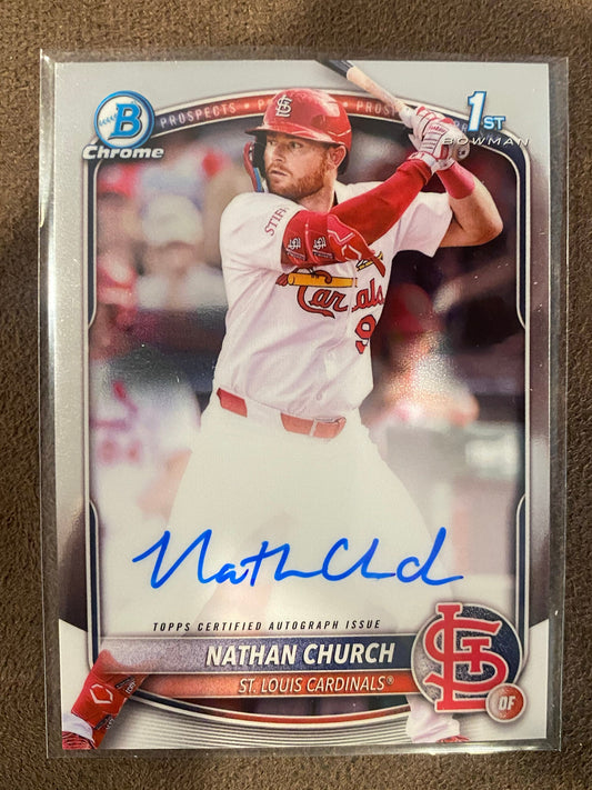 Nathan Church - 2025 Bowman Chrome - 1st Chrome AUTO - Cardinals