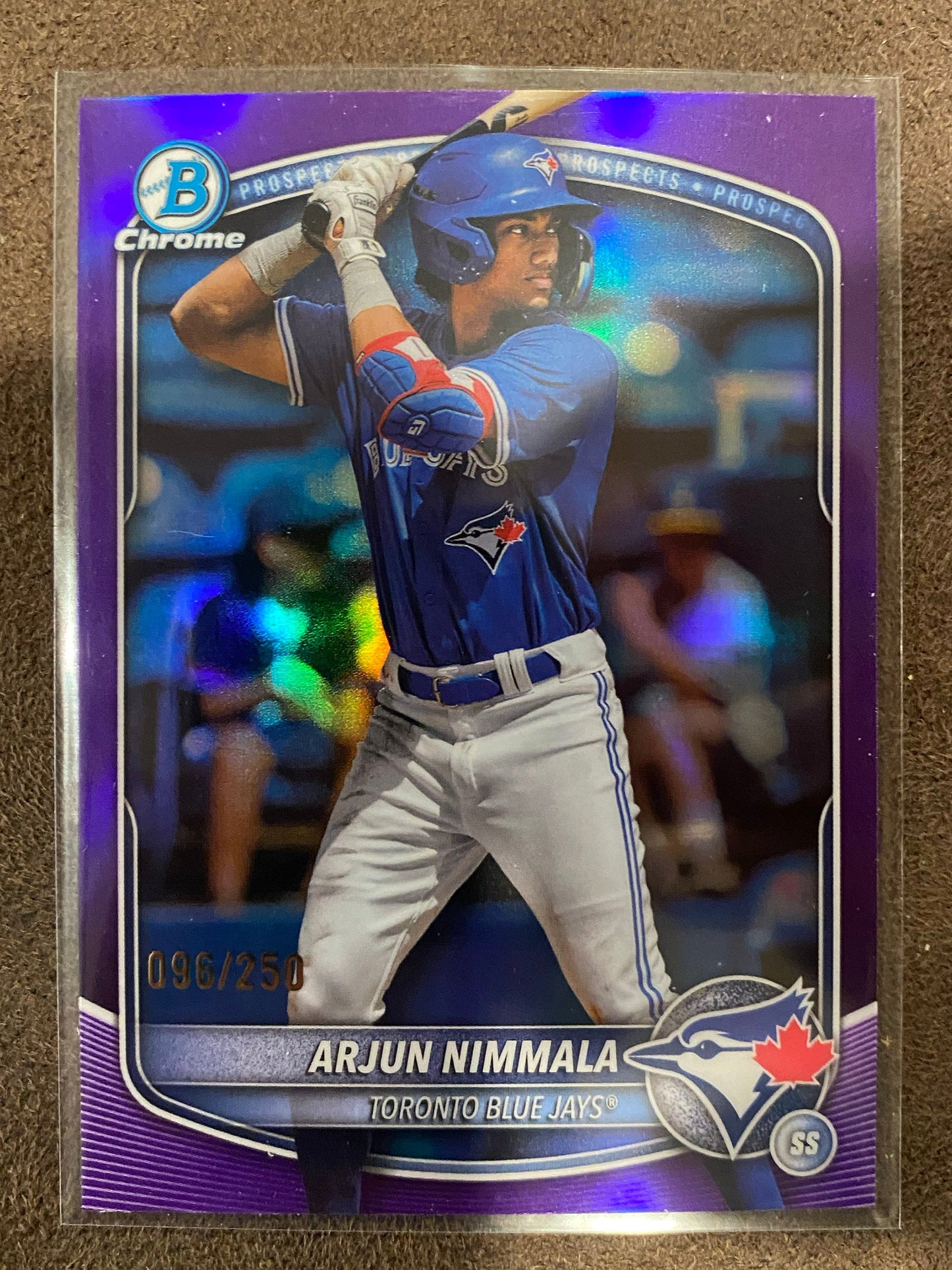 Arjun Nimmala - 2025 Bowman Chrome - Purple Refractor /250 - Blue Jays