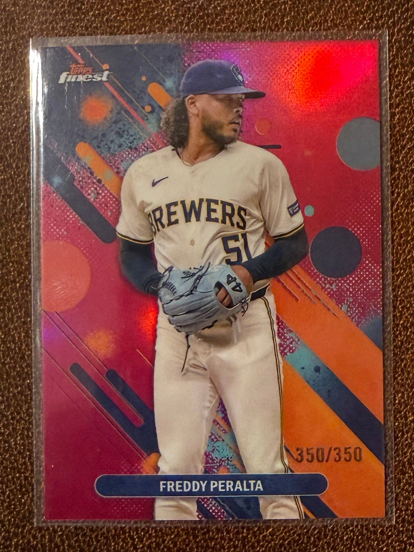 Freddy Peralta - 2025 Topps Finest - Pink Common Bookend /350 - Brewers