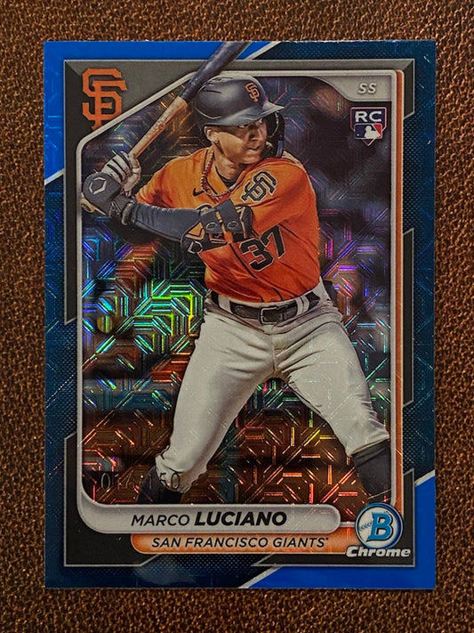 Marco Luciano - 2024 Bowman Chrome - Rookie Blue Mojo Refractor /150 - Giants