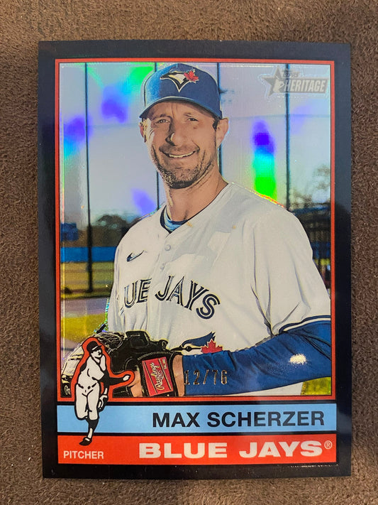 Max Scherzer - 2025 Topps Heritage High Number - Black Refractor /76 - Blue Jays