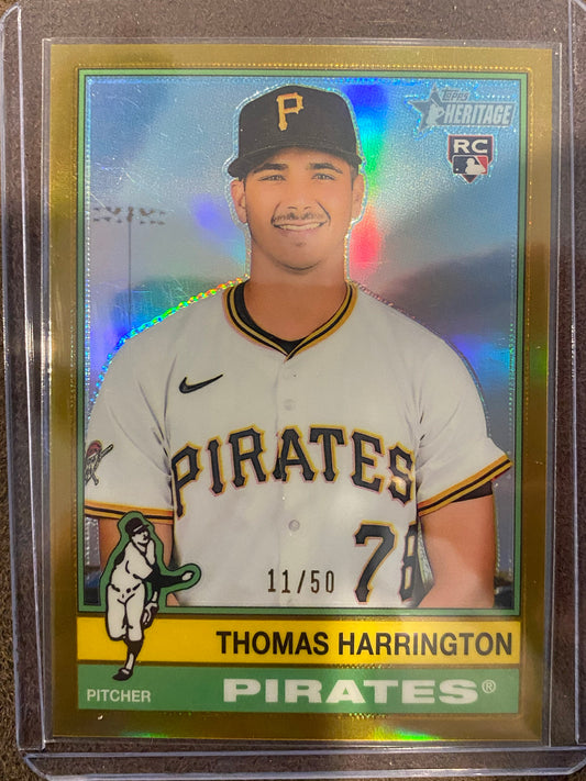 Thomas Harrington - 2025 Topps Heritage High Number - Gold Refractor /50 - Pirates