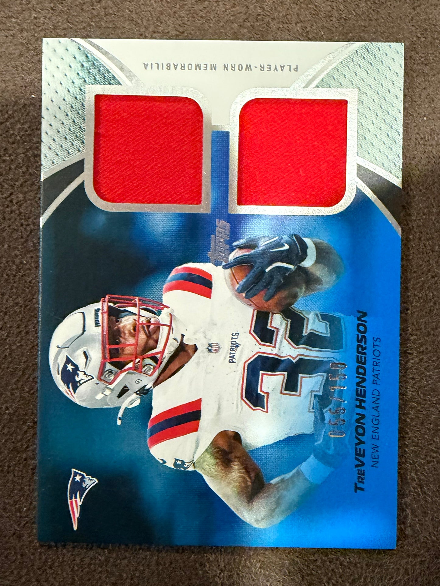 TreVeyon Henderson - 2026 Topps Flagship - BLUE NFL Material Dual RELIC /150 - Patriots