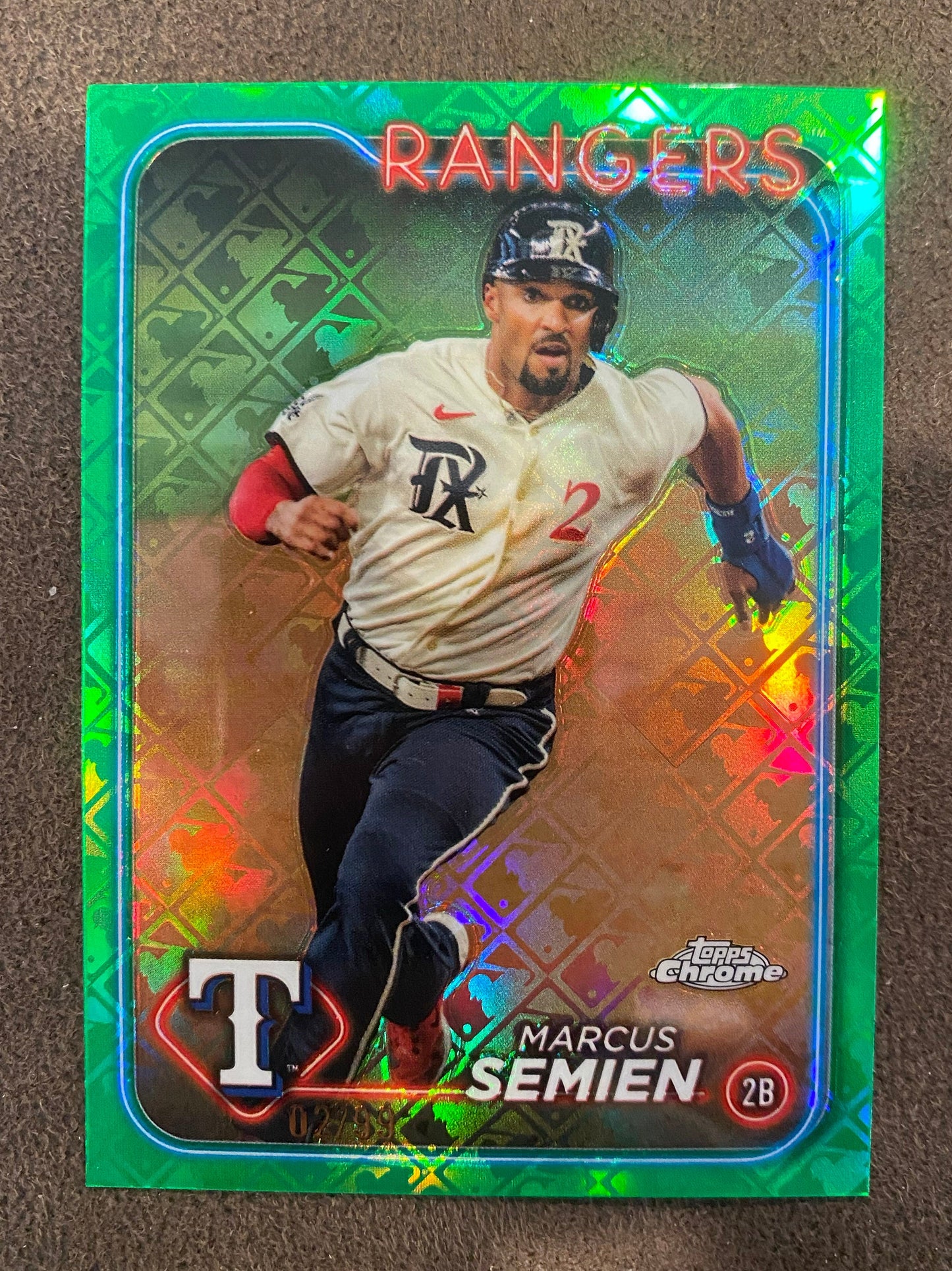 Marcus Semien - 2024 Topps Chrome - Logofractor GREEN /99 - Rangers