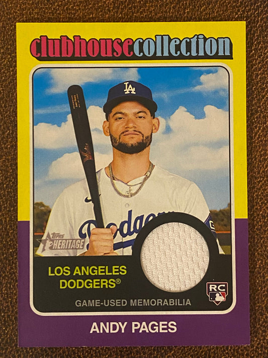 Andy Pages - 2024 Topps Heritage High Number - Clubhouse Collection Game-Used RELIC - Dodgers