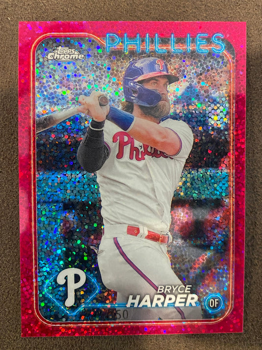 Bryce Harper - 2024 Topps Chrome - Fucia Speckle /350 - Phillies