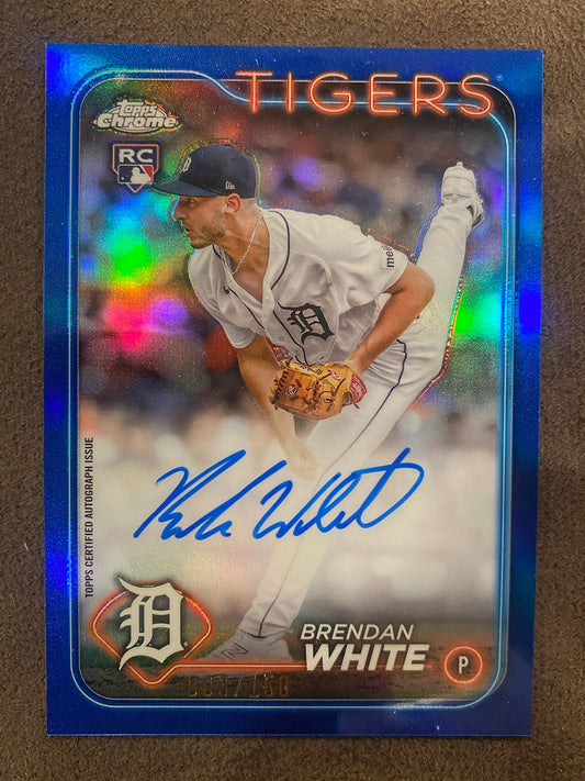 Brendan White - 2024 Topps Chrome - Rookie Blue Parallel AUTO /150 - Tigers